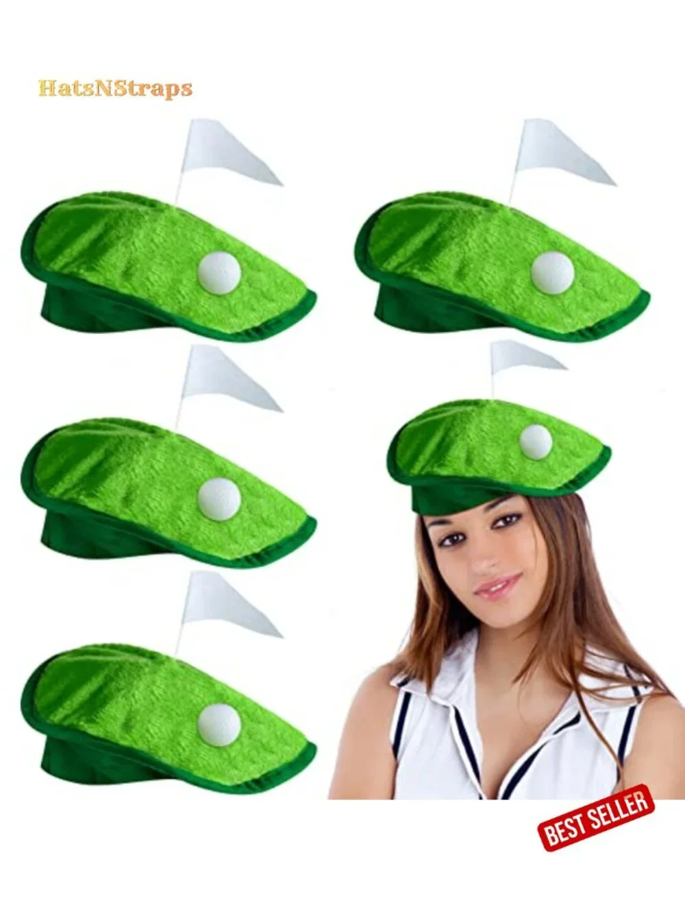 Funny Golf Hat Party Costume Accessories Novelty Golfer Beret with Ball Flag